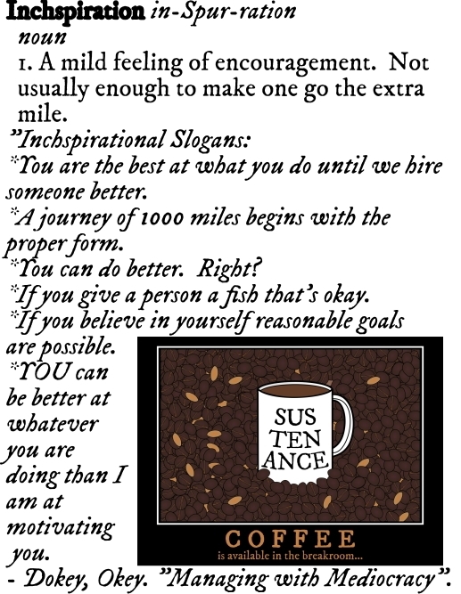 motivational poster coffee mug 'SUSTENANCE' in a field of coffee beans 'COFFEE is available in the breakroom...'