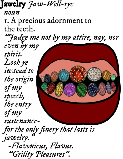 luscious lips smiling with faberge' eggs embedded in gums