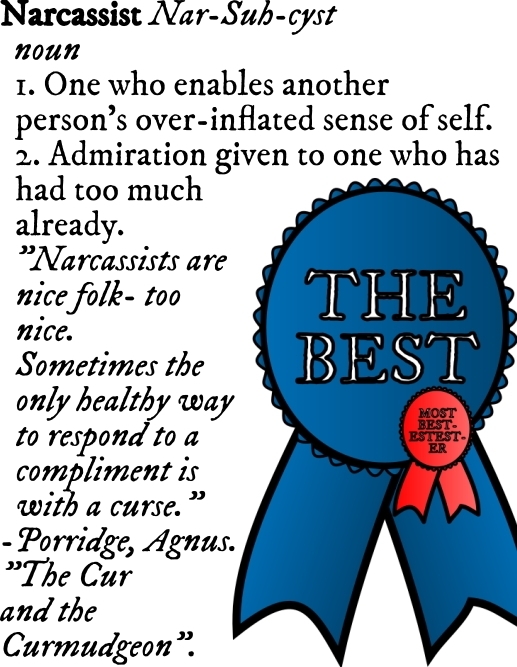 small red tibbon 'MOSTBESTESTESTER' on blue ribbon 'THE BEST'