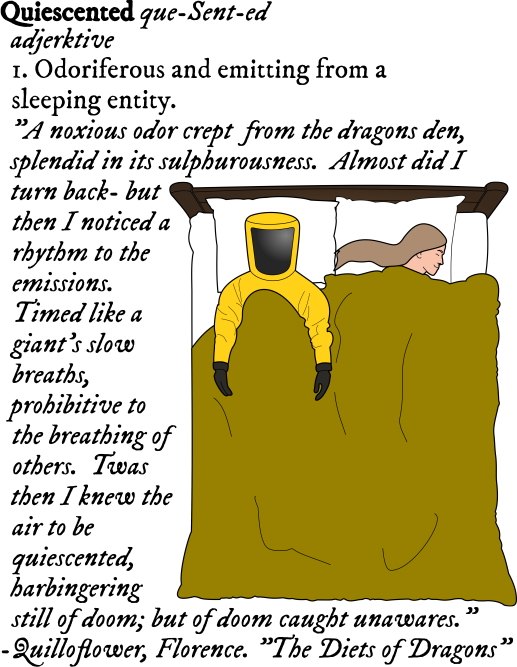 person in hazmat suit sleeping next to person with long hair in bed with disgustingly colored blanket