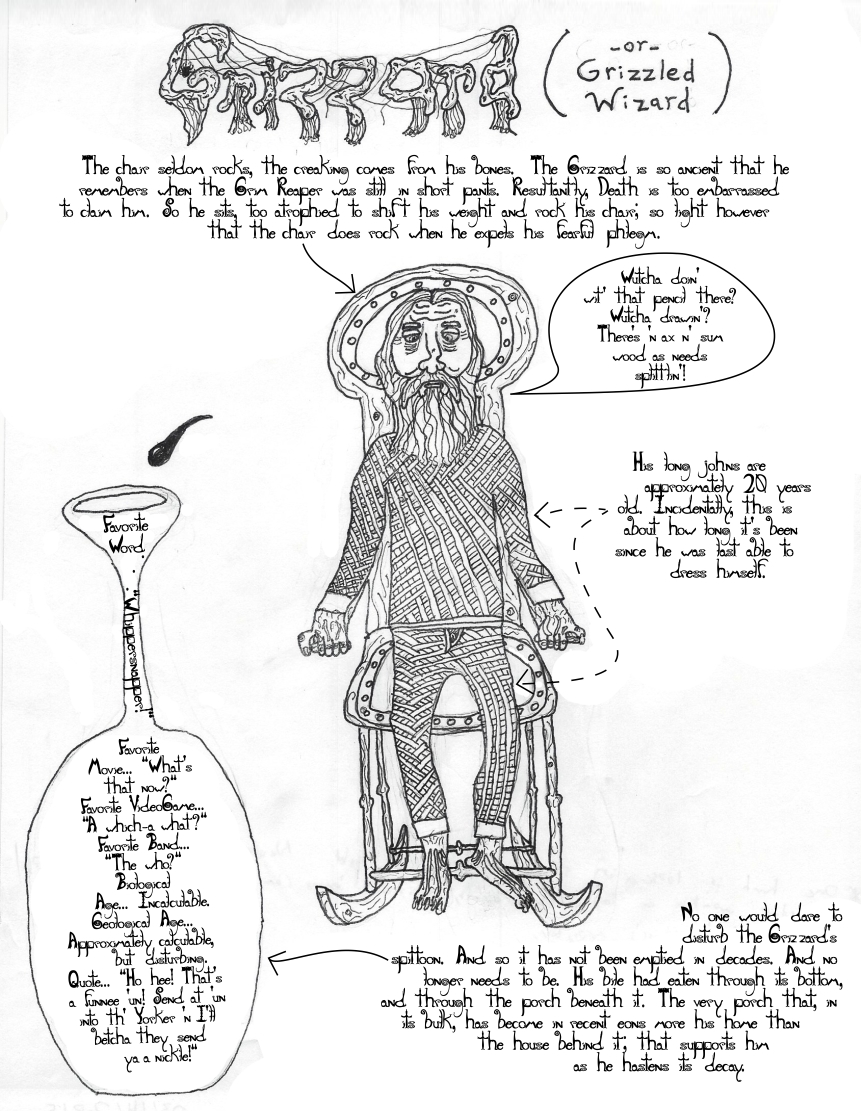 ancient wizard in long johns on rocking chair