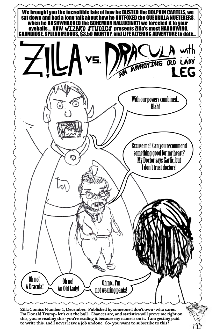 Zilla vs. Dracula with an old lady leg
