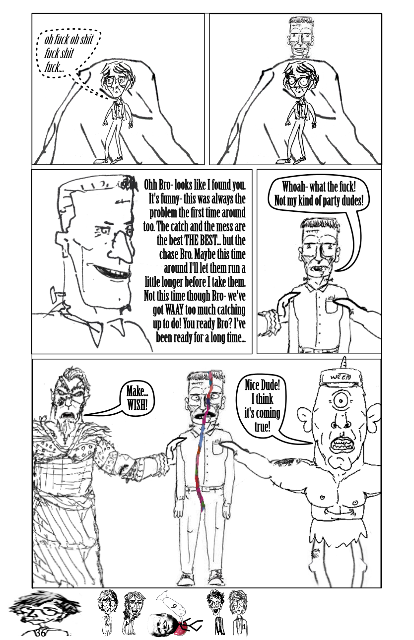 Frankenstein's monster ripped in half by cyclops and orc